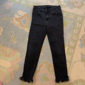 JUSTBLACK 26 Black Fringe Skinny Jeans